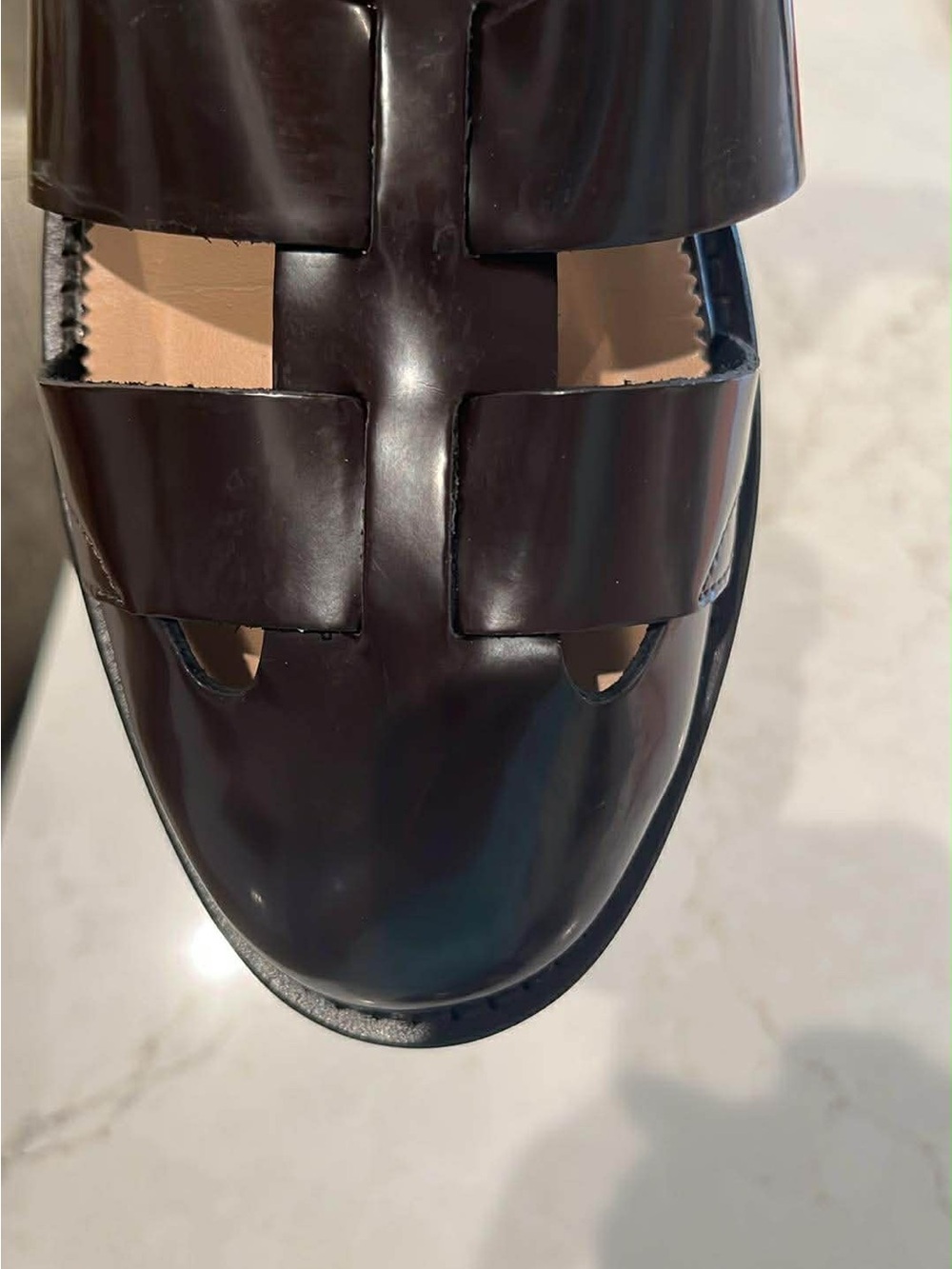 J. Crew Brown Patent Leather Woven Strap Sandals - Picture 3 of 3